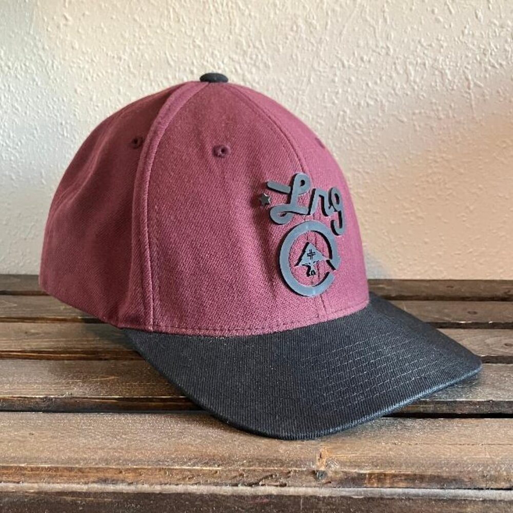 LRG Lifted Research Group Maroon/Black True Heads Logo Wool Blend Snap Back Hat